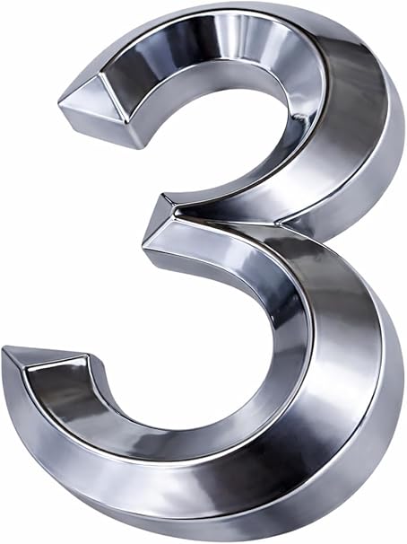 3D Self-Adhesive Door Number 6 – Silver, 3 Inch, For Home, Office, Mailbox