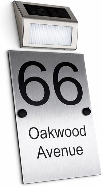 Custom Aluminium Address Plaque – Solar LED Option, Weatherproof