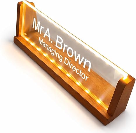 Custom USB LED Name Plate – Engraved Desk Sign for Office/Gift