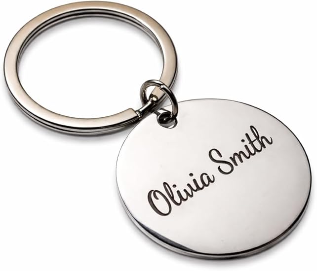 Custom Engraved Stainless Steel Keychain – Personalized Name & Date Gift