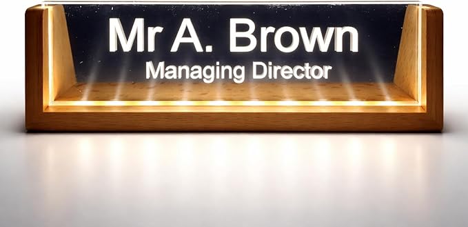 Custom USB LED Name Plate – Engraved Desk Sign for Office/Gift