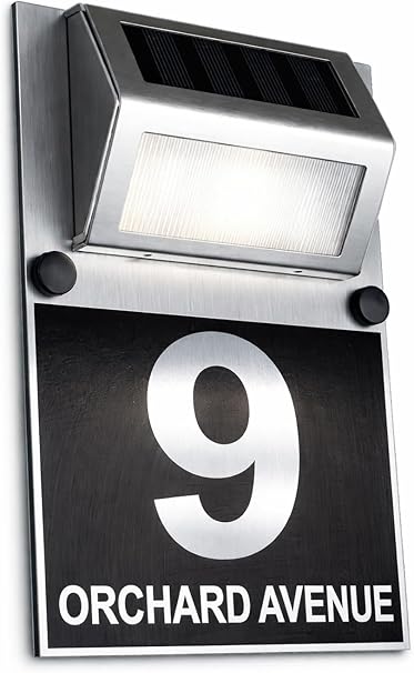 Custom LED Solar House Number Plaque – Personalised Door & Street Sign