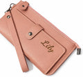 Large Custom Wallet for Women - Laser Engraved, Zipper & Wrist Strap