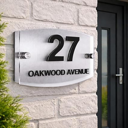 Real 3D Personalised House Number Plaque – Mirror Gold Dual Layer Outdoor Sign