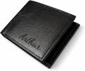 Personalised Engraved Men’s Faux Leather Wallet – Slim Bifold with Money Clip (Black)