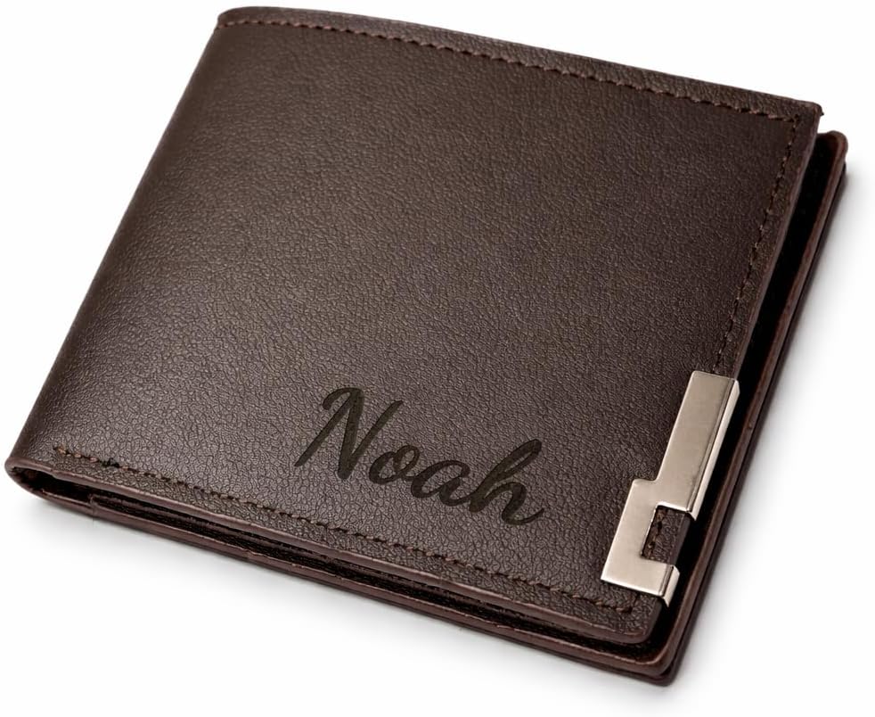 Personalised Engraved Brown Men’s Wallet – Classic Bifold Gift for Him