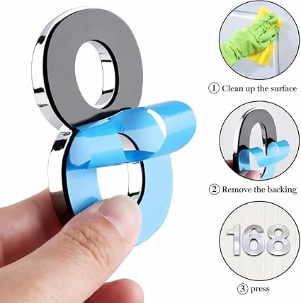 3D Self-Adhesive Door Number 6 – Silver, 3 Inch, For Home, Office, Mailbox