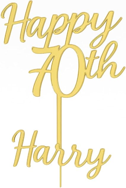 Personalised acrylic cake topper, custom name & age, mirror finish, elegant laser cut decoration.