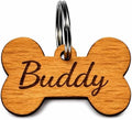 Personalized Laser Engraved Wooden Pet ID Tag – Bone Shape – Lightweight