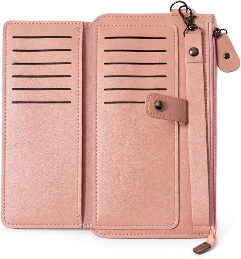 Large Custom Wallet for Women - Laser Engraved, Zipper & Wrist Strap