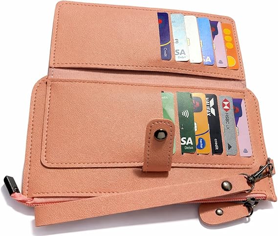 Large Custom Wallet for Women - Laser Engraved, Zipper & Wrist Strap