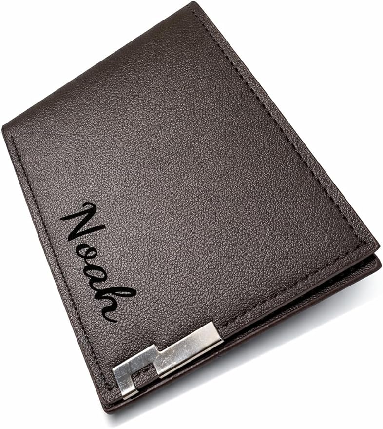 Personalised Engraved Brown Men’s Wallet – Classic Bifold Gift for Him