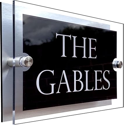 Dual-layer acrylic & Dibond house sign for door numbers or street names.