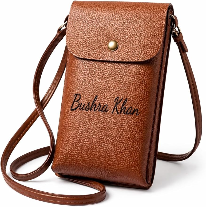 Personalised laser engraved women's shoulder/crossbody bag, phone purse for travel.