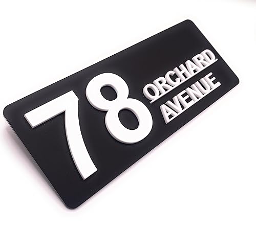 Personalized 3D Door Number Sign Plaque – Custom Door Number & Street Name with Easy Stick-On Application