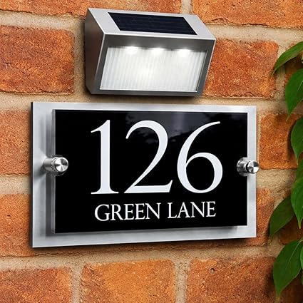 Dual-layer acrylic & Dibond house sign for door numbers or street names.