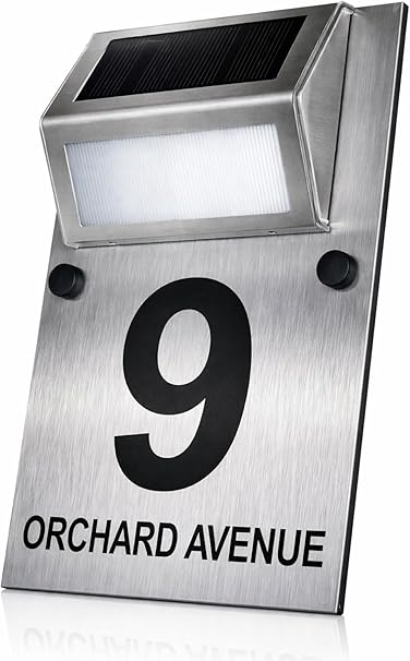 Stylish Dual Layer House Sign – LED Solar Door Number & Street Name Plaque