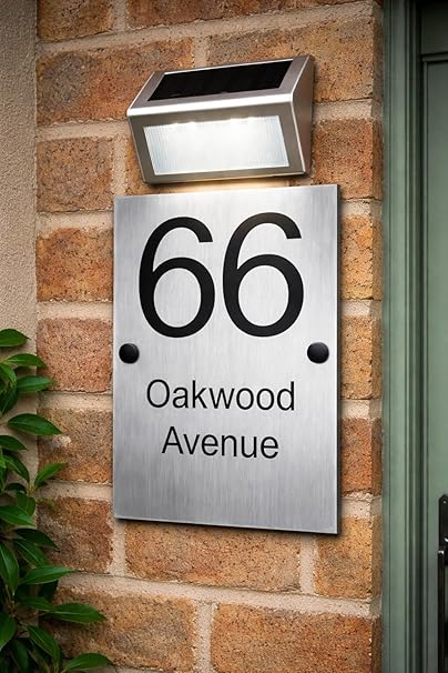 Custom Aluminium Address Plaque – Solar LED Option, Weatherproof