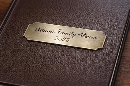 Personalized stainless steel name tags, adhesive back.