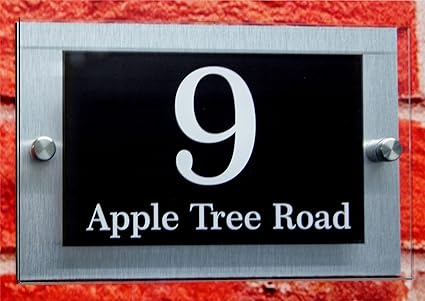 House Number Door Plaque House Name Sign Road Name Two Part Acrylic Aluminium Personalised