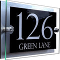 Dual-layer acrylic & Dibond house sign for door numbers or street names.
