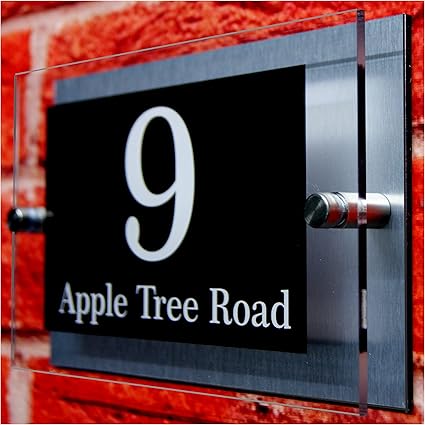 House Number Door Plaque House Name Sign Road Name Two Part Acrylic Aluminium Personalised