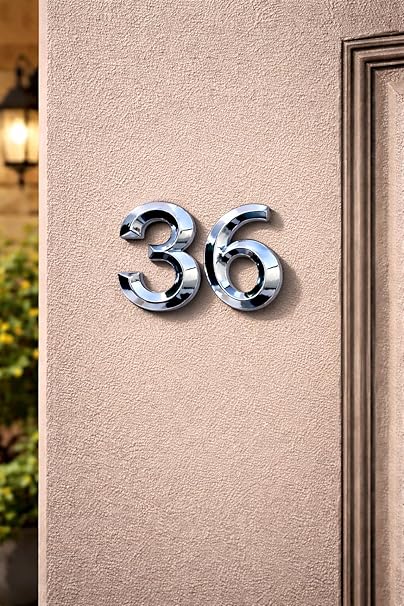 3D Self-Adhesive Door Number 6 – Silver, 3 Inch, For Home, Office, Mailbox
