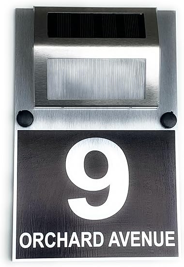 Custom LED Solar House Number Plaque – Personalised Door & Street Sign