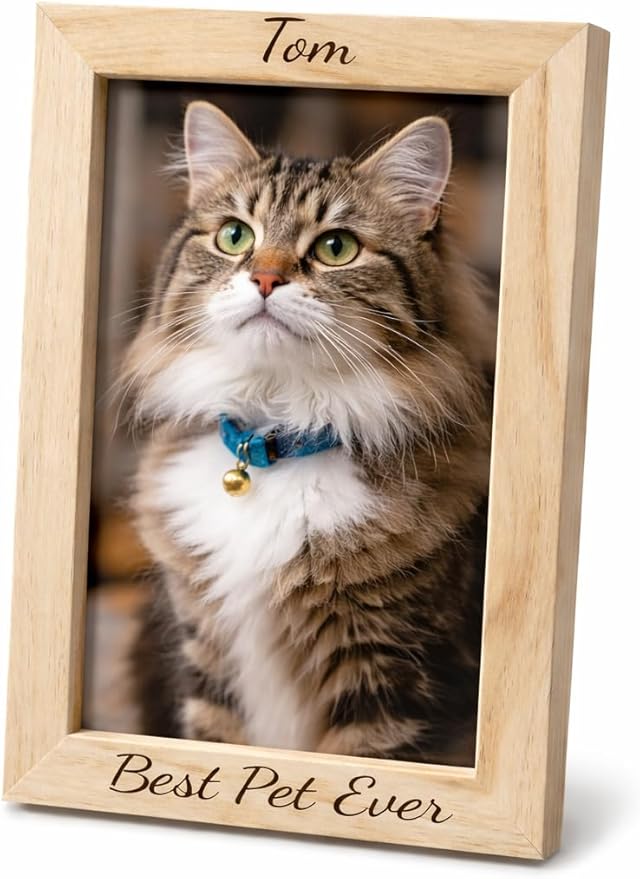 Personalised Laser Engraved 4x6 Wooden Photo Frame – Custom Name & Date Gift